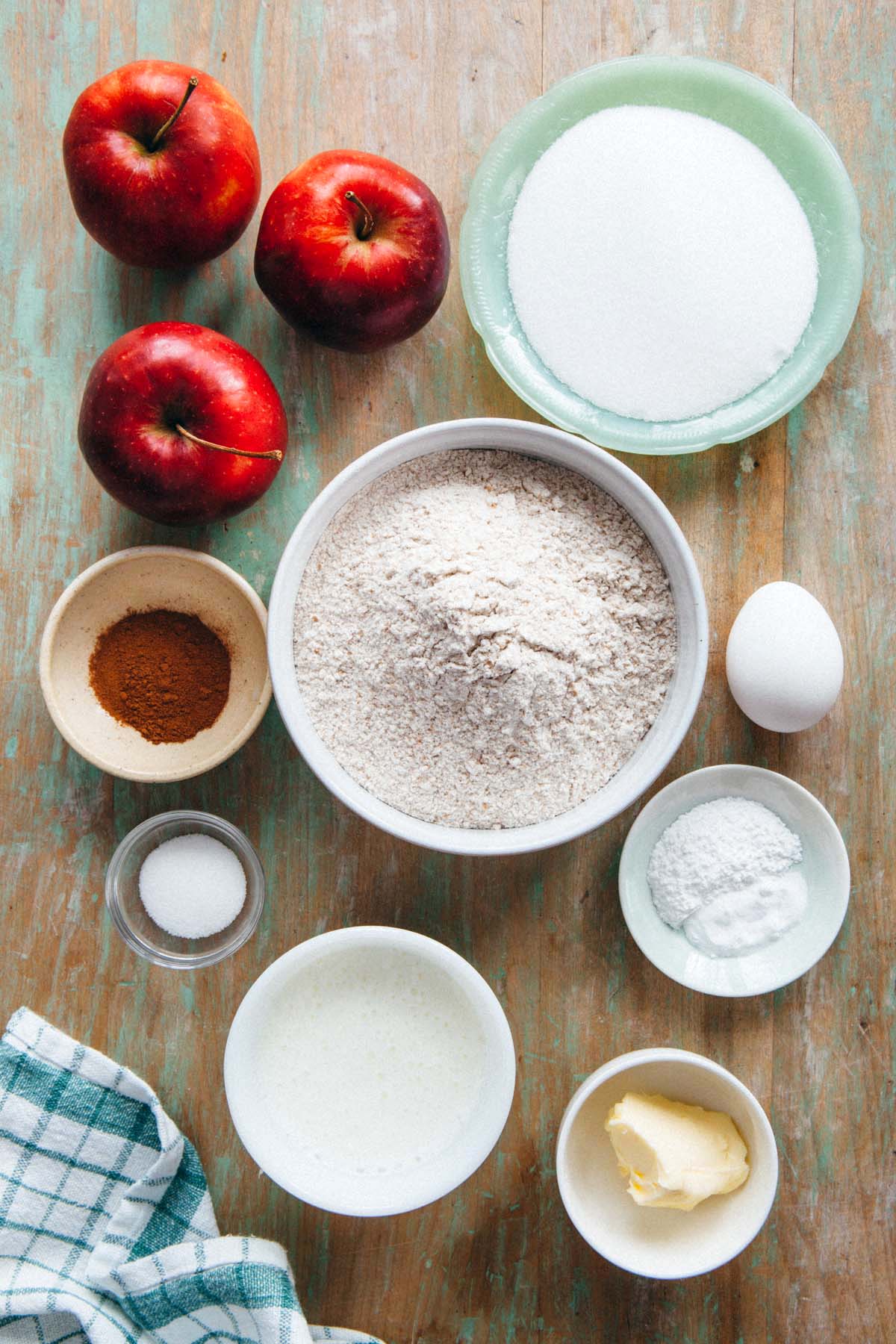 Ingredients to make apple cinnamon quick bread.